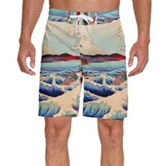 Wave Japanese Mount Fuji Woodblock Print Ocean Men s Beach Shorts by Cowasu