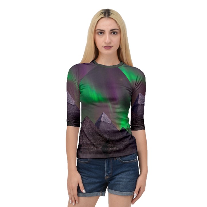 Fantasy Pyramid Mystic Space Aurora Quarter Sleeve Raglan Tee