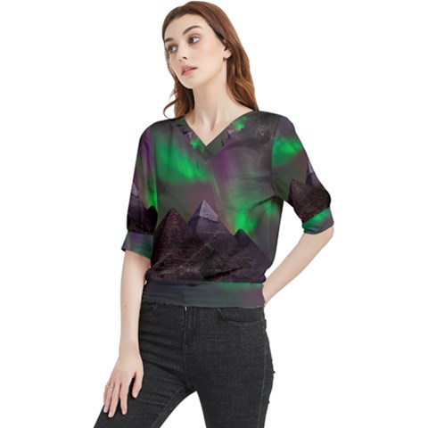 Fantasy Pyramid Mystic Space Aurora Quarter Sleeve Blouse by Cowasu