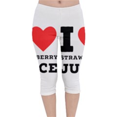 I Love Strawberry Juice Velvet Capri Leggings  by ilovewhateva