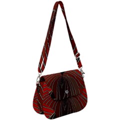 Red Gold Black Voracious Plant Leaf Saddle Handbag