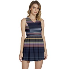 Horizontal Line Strokes Color Lines Sleeveless High Waist Mini Dress by Bangk1t