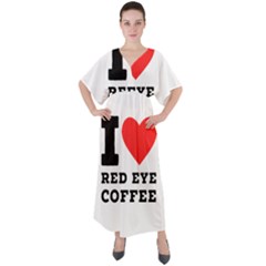 I Love Red Eye Coffee V-neck Boho Style Maxi Dress by ilovewhateva