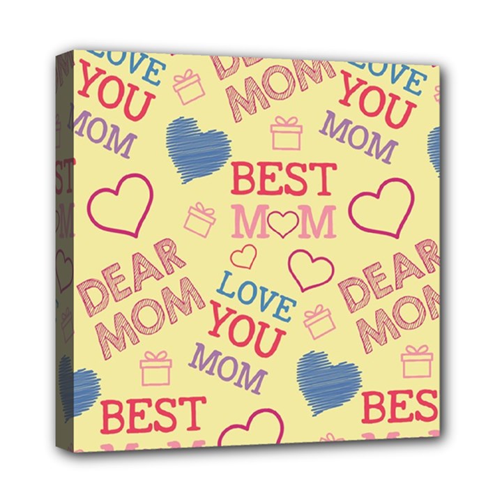 Love Mom Happy Mothers Day I Love Mom Graphic Pattern Mini Canvas 8  x 8  (Stretched)