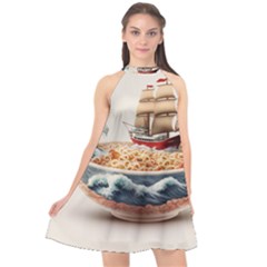 Noodles Pirate Chinese Food Food Halter Neckline Chiffon Dress  by Ndabl3x