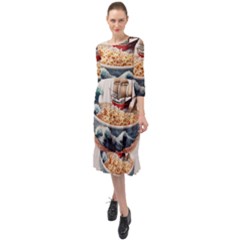 Noodles Pirate Chinese Food Food Ruffle End Midi Chiffon Dress by Ndabl3x