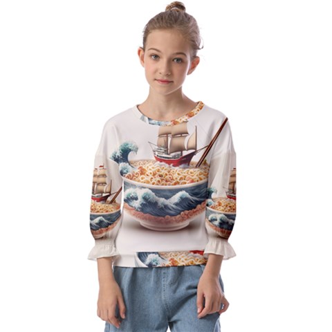 Noodles Pirate Chinese Food Food Kids  Cuff Sleeve Top by Ndabl3x