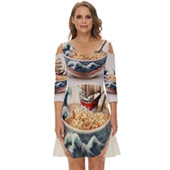 Noodles Pirate Chinese Food Food Shoulder Cut Out Zip Up Dress by Ndabl3x