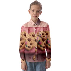 Cookies Valentine Heart Holiday Gift Love Kids  Long Sleeve Shirt by Ndabl3x