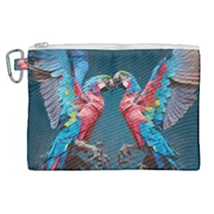 Birds Parrots Love Ornithology Species Fauna Canvas Cosmetic Bag (xl) by Ndabl3x