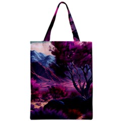 Landscape Painting Purple Tree Zipper Classic Tote Bag by Ndabl3x