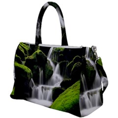 Waterfall Moss Korea Mountain Valley Green Forest Duffel Travel Bag by Ndabl3x