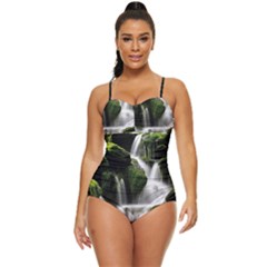 Waterfall Moss Korea Mountain Valley Green Forest Retro Full Coverage Swimsuit by Ndabl3x