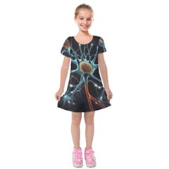 Organism Neon Science Kids  Short Sleeve Velvet Dress by Ndabl3x