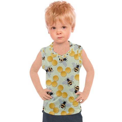 Honey Bee Bees Pattern Kids  Sport Tank Top by Ndabl3x