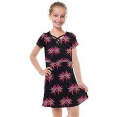 Chic Dreams Botanical Motif Pattern Design Kids  Cross Web Dress by dflcprintsclothing