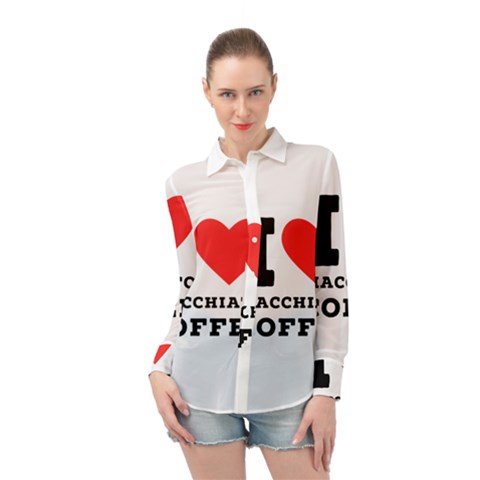 I Love Macchiato Coffee Long Sleeve Chiffon Shirt by ilovewhateva