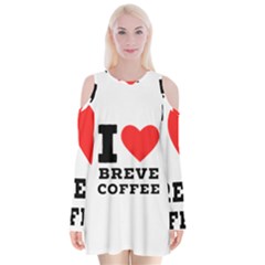 I Love Breve Coffee Velvet Long Sleeve Shoulder Cutout Dress by ilovewhateva