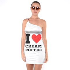 I Love Cream Coffee One Shoulder Ring Trim Bodycon Dress by ilovewhateva