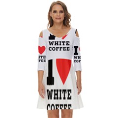 I Love White Coffee Shoulder Cut Out Zip Up Dress by ilovewhateva