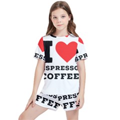 I Love Espresso Coffee Kids  Tee And Sports Shorts Set by ilovewhateva