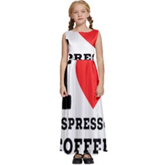 I Love Espresso Coffee Kids  Satin Sleeveless Maxi Dress by ilovewhateva