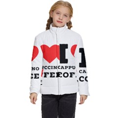 I Love Cappuccino Coffee Kids  Puffer Bubble Jacket Coat by ilovewhateva