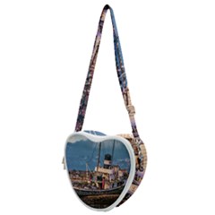 End Of The World: Nautical Memories At Ushuaia Port, Argentina Heart Shoulder Bag by dflcprintsclothing