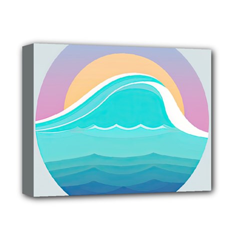 Tsunami Tidal Wave Minimalist Logo Ocean Sea Deluxe Canvas 14  X 11  (stretched) by Wav3s