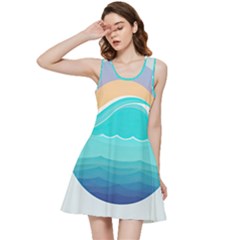 Tsunami Tidal Wave Minimalist Logo Ocean Sea Inside Out Racerback Dress by Wav3s