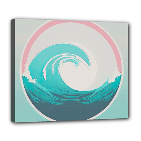 Waves Tidal Ocean Sea Tsunami Wave Minimalist Deluxe Canvas 24  X 20  (stretched) by Wav3s