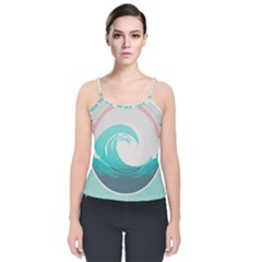 Waves Tidal Ocean Sea Tsunami Wave Minimalist Velvet Spaghetti Strap Top by Wav3s