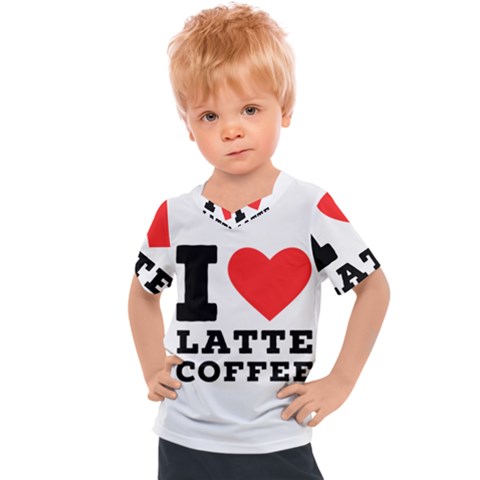 I Love Latte Coffee Kids  Sports Tee by ilovewhateva