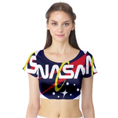 Nasa Insignia Short Sleeve Crop Top by Wav3s