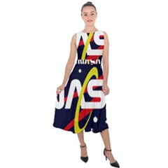 Nasa Insignia Midi Tie-back Chiffon Dress by Wav3s