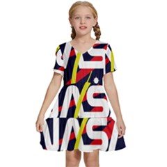 Nasa Insignia Kids  Short Sleeve Tiered Mini Dress by Wav3s