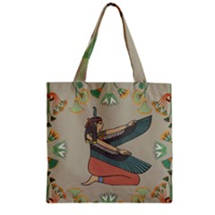 Egyptian Woman Wing Zipper Grocery Tote Bag by Wav3s