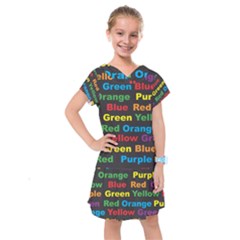 Red-yellow-blue-green-purple Kids  Drop Waist Dress