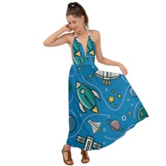 About-space-seamless-pattern Backless Maxi Beach Dress