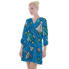 About-space-seamless-pattern Open Neck Shift Dress by Wav3s