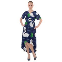 Swan-pattern-elegant-design Front Wrap High Low Dress by Wav3s