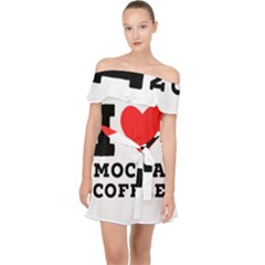 I Love Mocha Coffee Off Shoulder Chiffon Dress by ilovewhateva