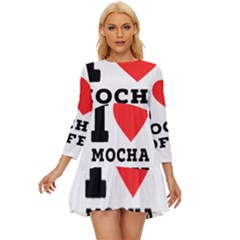 I Love Mocha Coffee Long Sleeve Babydoll Dress by ilovewhateva