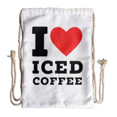 I Love Iced Coffee Drawstring Bag (large) by ilovewhateva