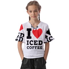 I Love Iced Coffee Kids  V-neck Horn Sleeve Blouse