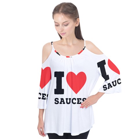 I Love Sauces Flutter Sleeve Tee  by ilovewhateva
