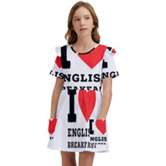 I Love English Breakfast  Kids  Frilly Sleeves Pocket Dress by ilovewhateva