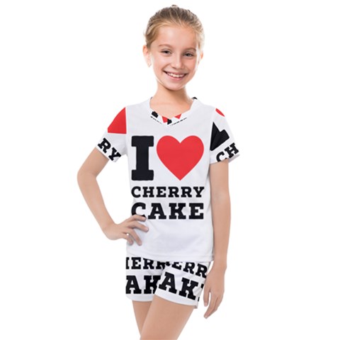 I Love Cherry Cake Kids  Mesh Tee And Shorts Set by ilovewhateva