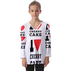 I Love Cherry Cake Kids  V Neck Casual Top by ilovewhateva