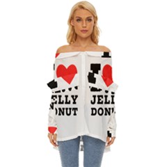 I Love Jelly Donut Off Shoulder Chiffon Pocket Shirt by ilovewhateva